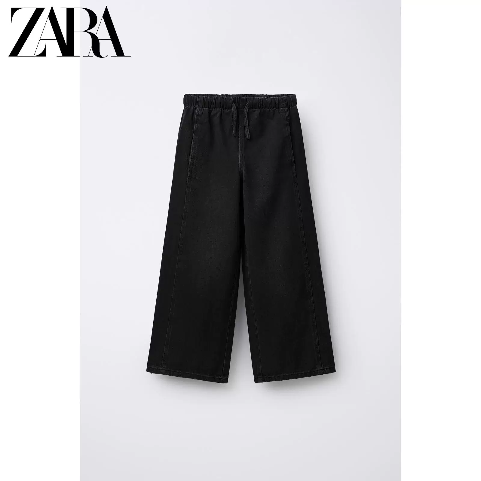 ZARA 2026 весна-лето новые товары детская одежда для девочек шнурованные свободные широкие джинсы повседневные 4441615 800