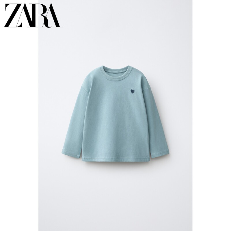 Zara2026 Early Autumn New Products for Baby Girls and Toddlers Long-Sleeved Cotton Heart-Shaped Embroidered T-Shirt 1716540 920 Zara2026 Early Autumn New Products for Baby Girls and Toddlers Long-Sleeved Cotton Heart-Shaped Embroidered T-Shirt 1716540 920