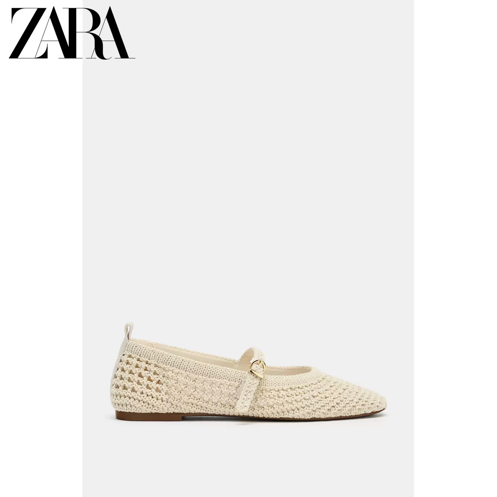 ЖЕНСКАЯ ОБУВЬ ZARA 2026 весна-лето: обувь с ткачественным эффектом, балетки с плоской подошвой, круглым носком, модель 3521710 719