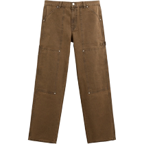 ZARA 2024 Autumn and Winter New Products Mens Carpenter Style Pocket Decoration Straight Washed Denim Casual Pants 8062331
