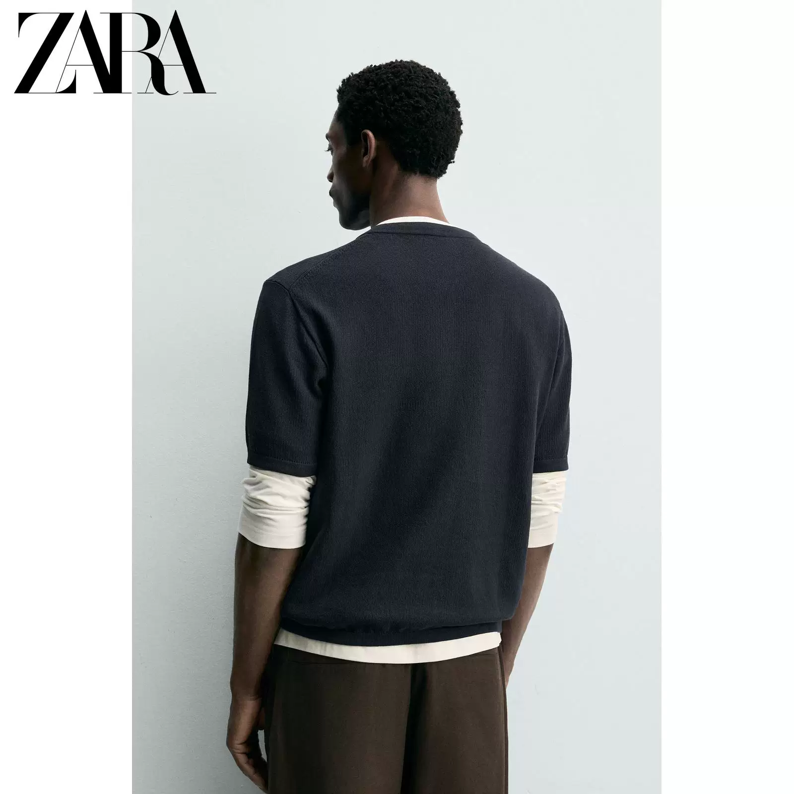 ZARA 2026 весна-лето новые товары мужская хлопковая рубашка-подбородник с открытым воротником, облегающая приталенная футболка