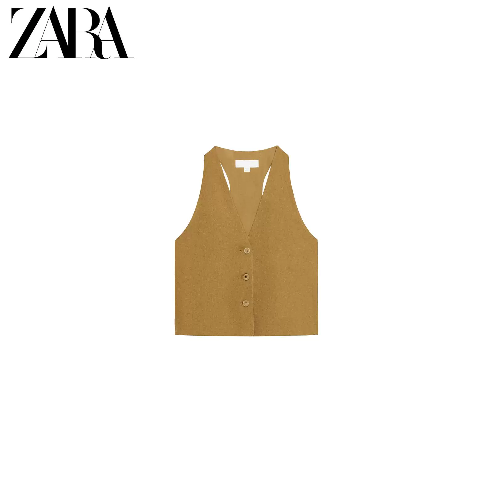 ZARA Специальное предложение TRF женский жилет без рукавов рисовой ткани с V-вырезом с поясом 5427708 703