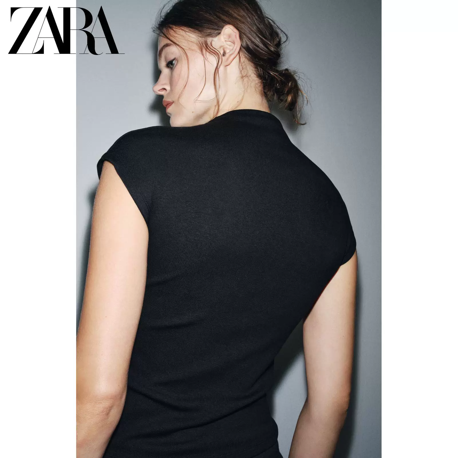 ZARA 2025 Осеннее новое поступление женская водолазка без рукавов из люоцелла смешанное пряже топ 0858730 800