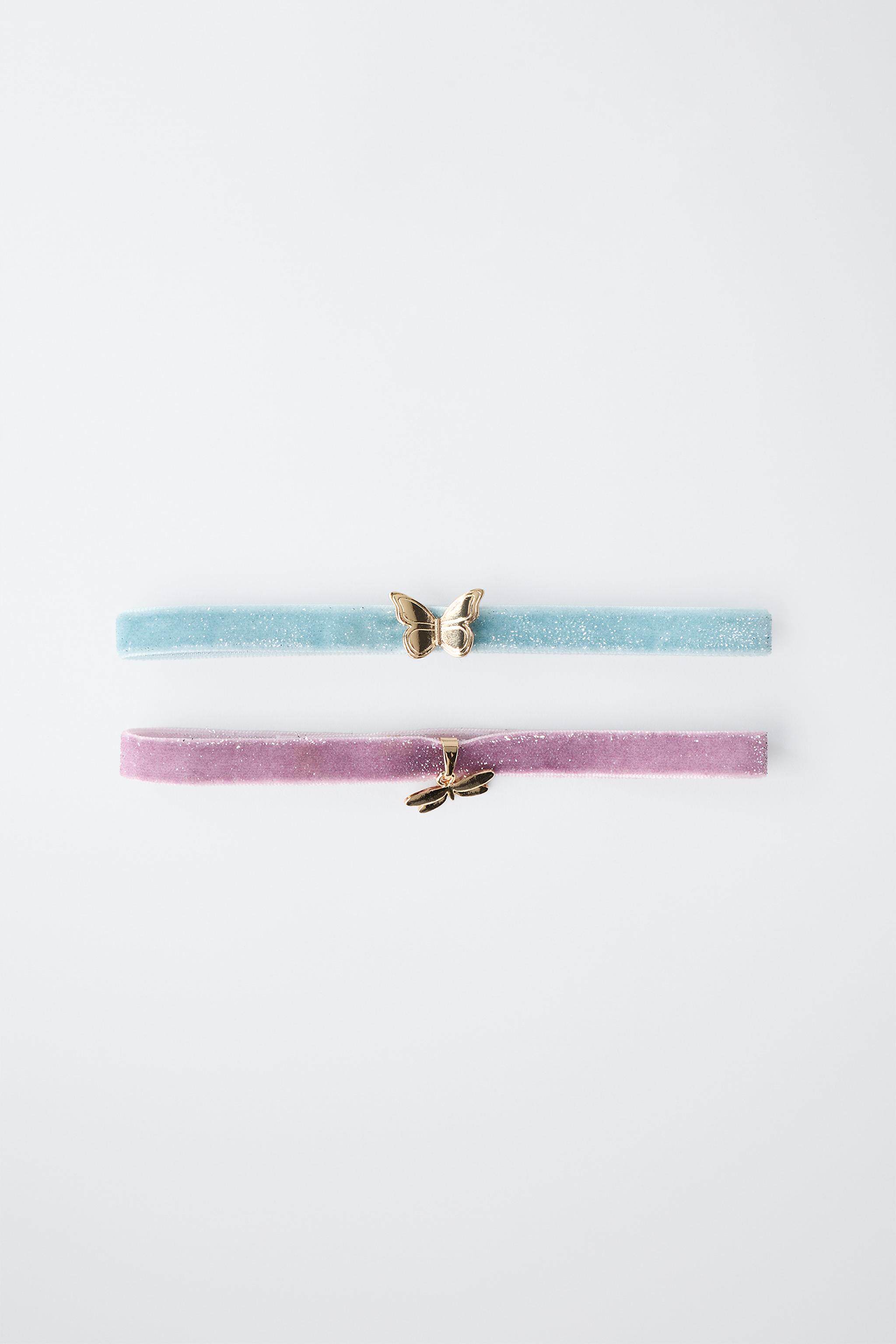 Ожерелье zara2026春夏新品 童装 两条套装蝴蝶天鹅绒百搭项圈 0441646 303