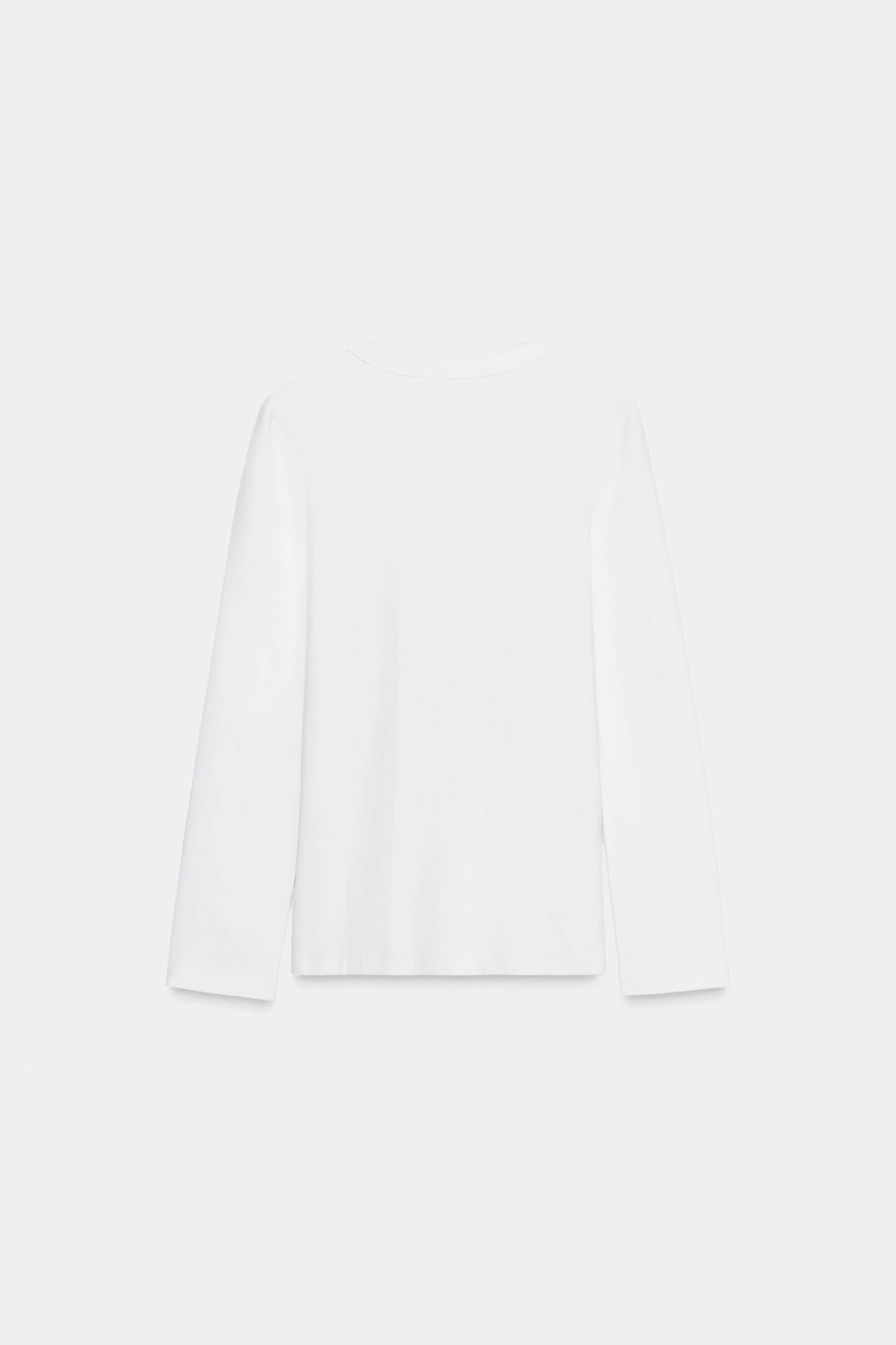 ZARA 2025 зимний осенний новинка женщины круглый вырез твердый случайный Взаимная блокировка длинный рукав Футболка 4174660 