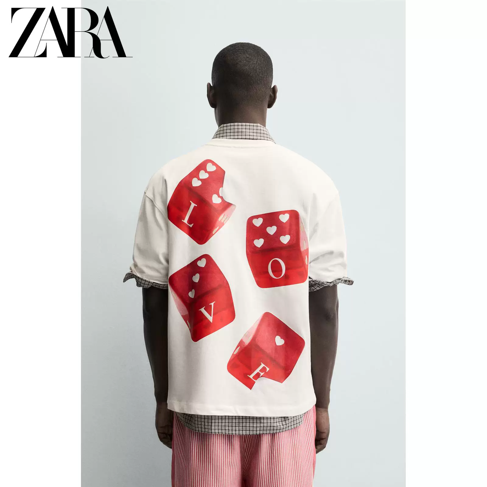 Летний dice ZARA с круглым воротом, футболка с коротким рукавом, свободный покрой