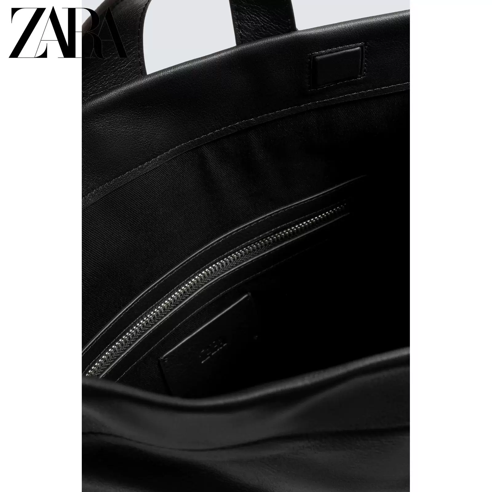 ZARA 2026 весна/лето новая коллекция мужская сумка черный кожаная с липучкой ручная 3205720 800