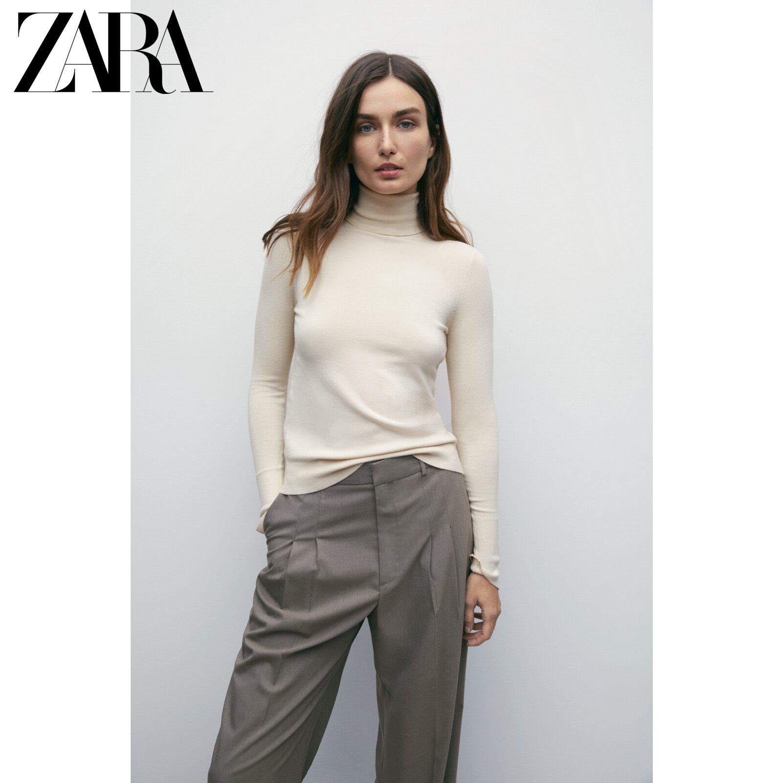 ZARA new women's stand neck sweater base sweater 08851123733