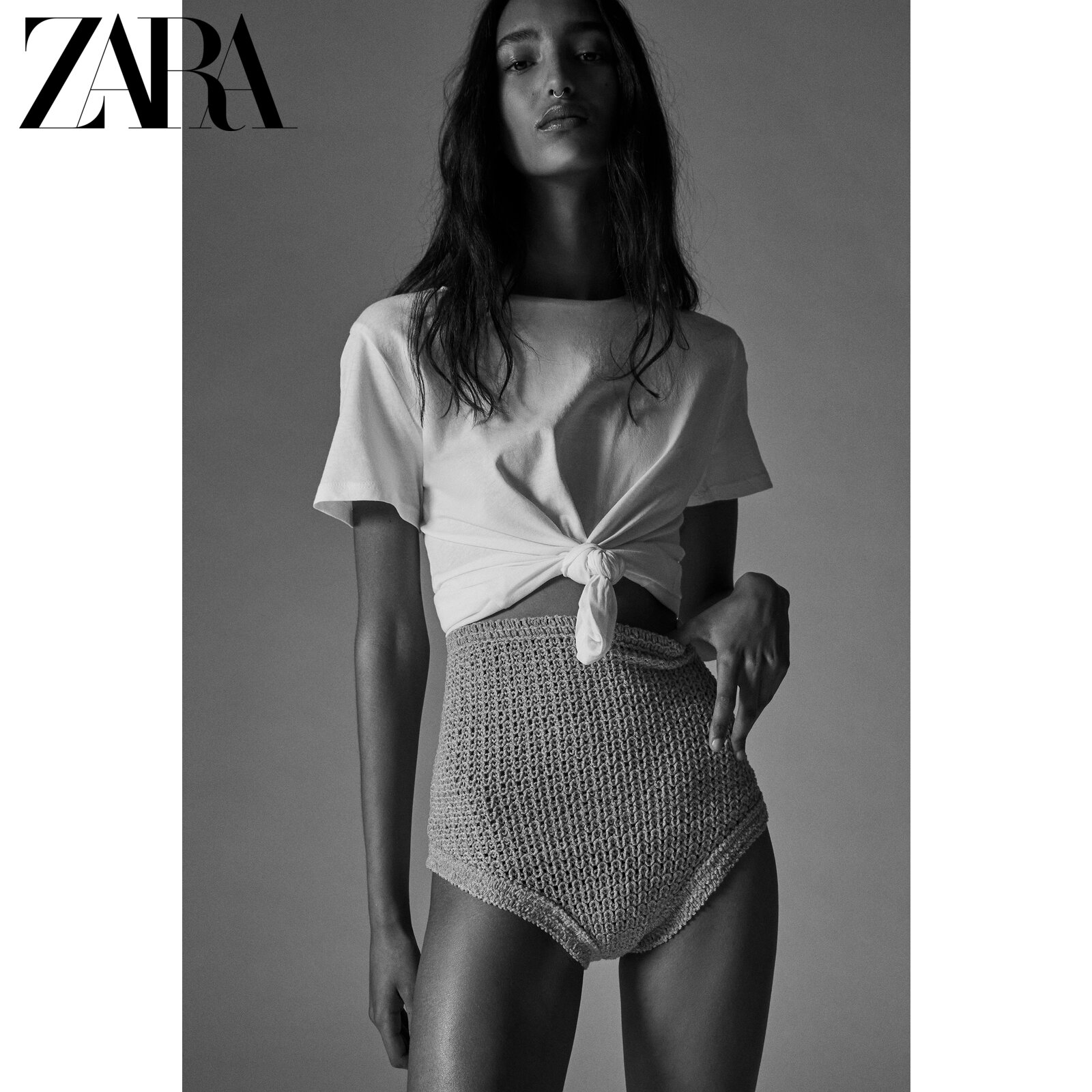 ZARA women's basic asymmetric short sleeve bottomed T-shirt 05584025250