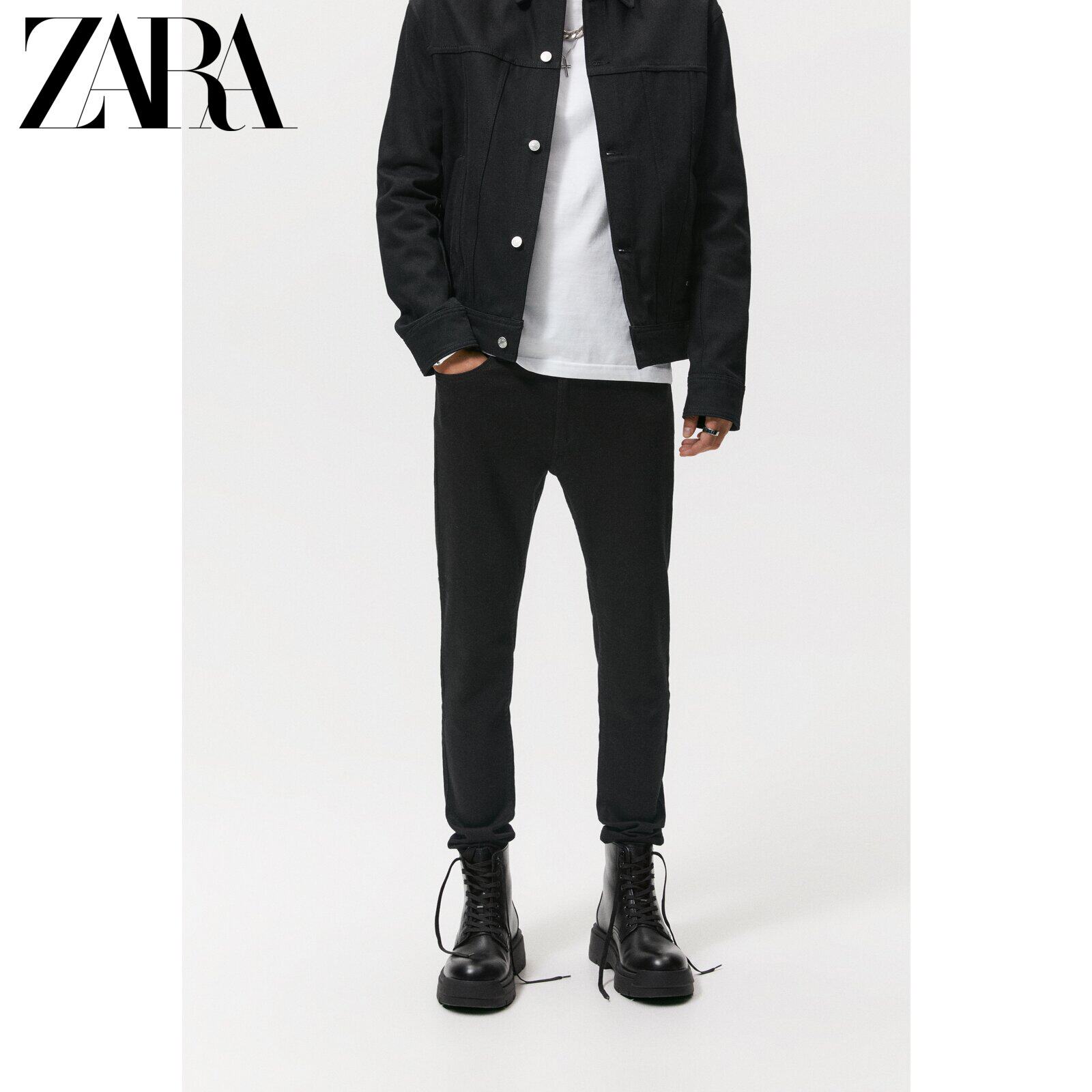 ZARA spring men's clothing Basic Tight Fit Small Feet Black Jeans 7227426800