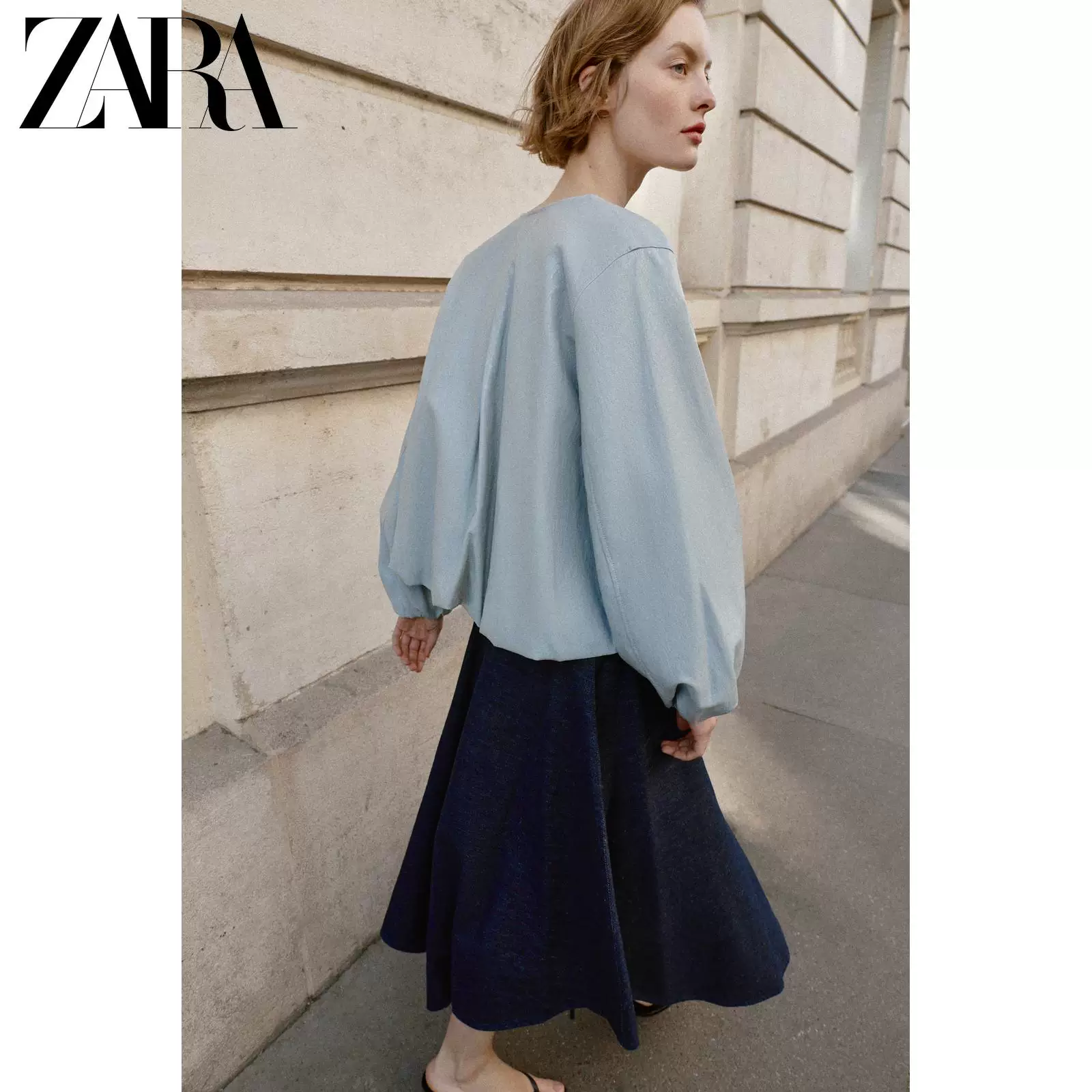 ZARA 2026 весна-лето новые товары Женские длинный рукав круглый вырез имитационная кожа баллон-жакет 3046053 403