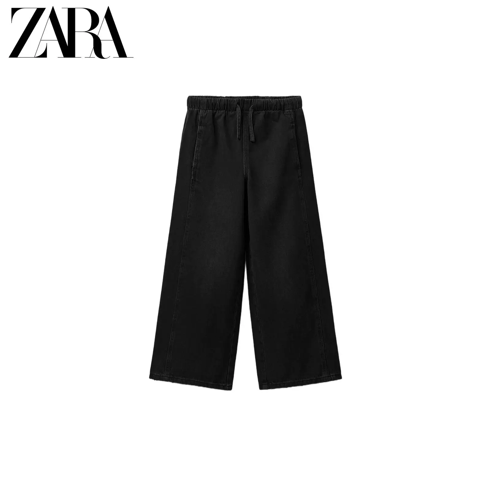 ZARA 2026 весна-лето новые товары детская одежда для девочек шнурованные свободные широкие джинсы повседневные 4441615 800