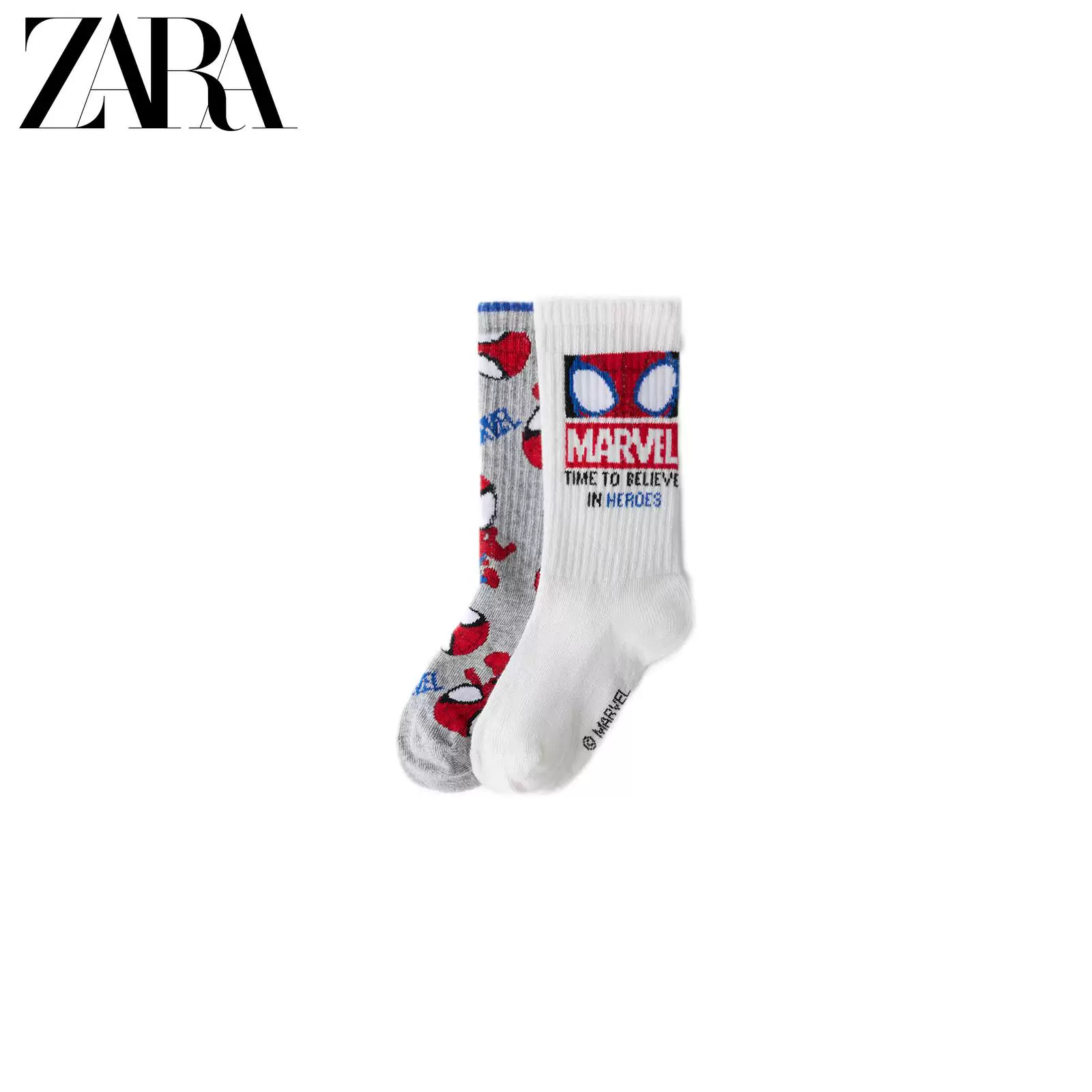 ZARA 2025 Winter New Products Детская одежда Две пары? Носки с принтом Человек-Паук Marvel 6068549 420