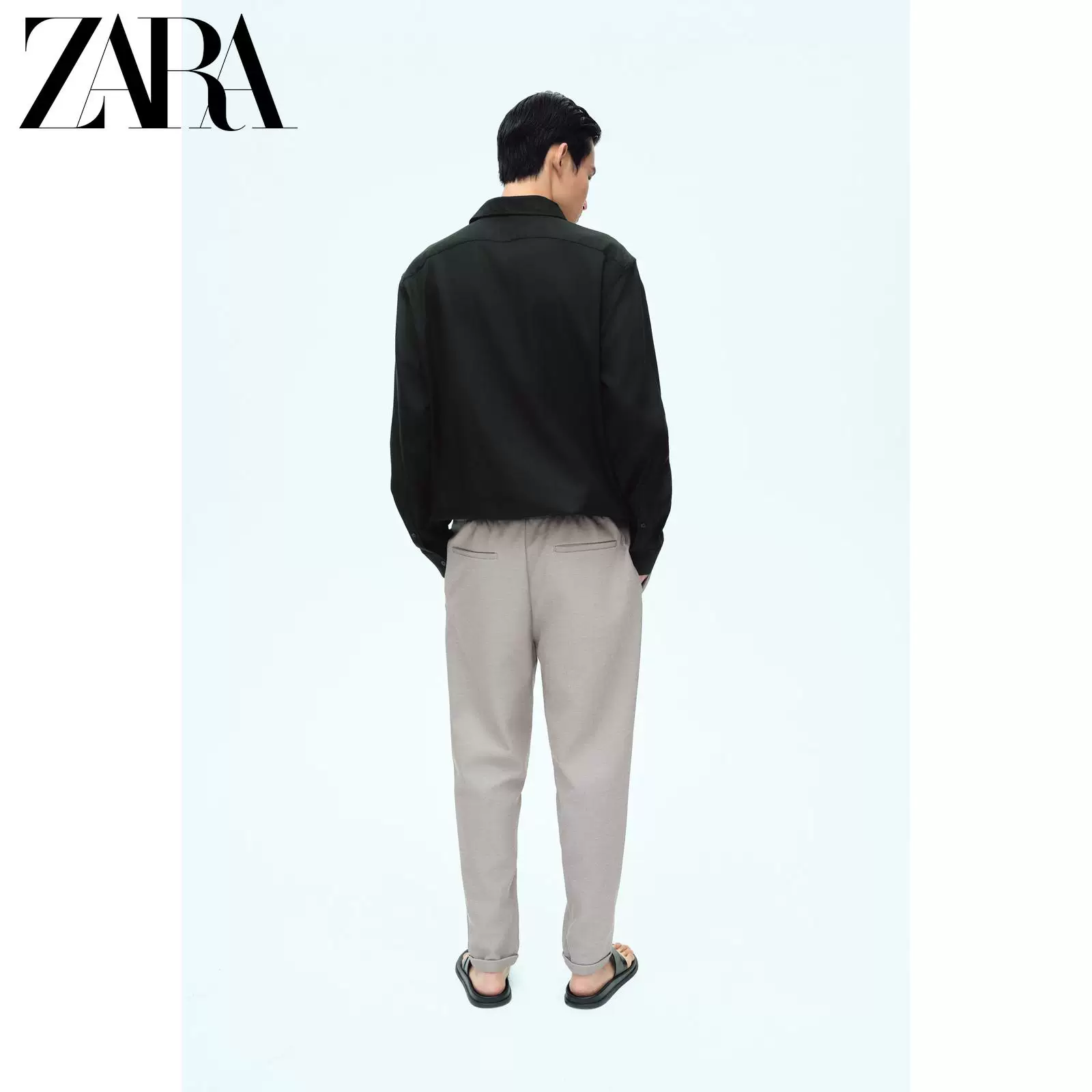 ZARA Черная рубашка, узкий крой