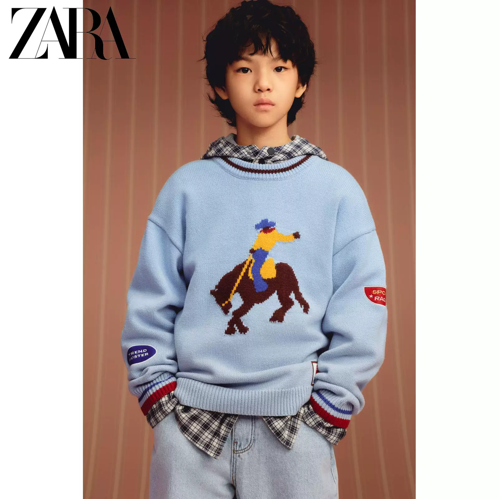 ZARA 2026 весна-лето новые товары детская одежда мальчики вышивка нашивка свитер 1473753 330