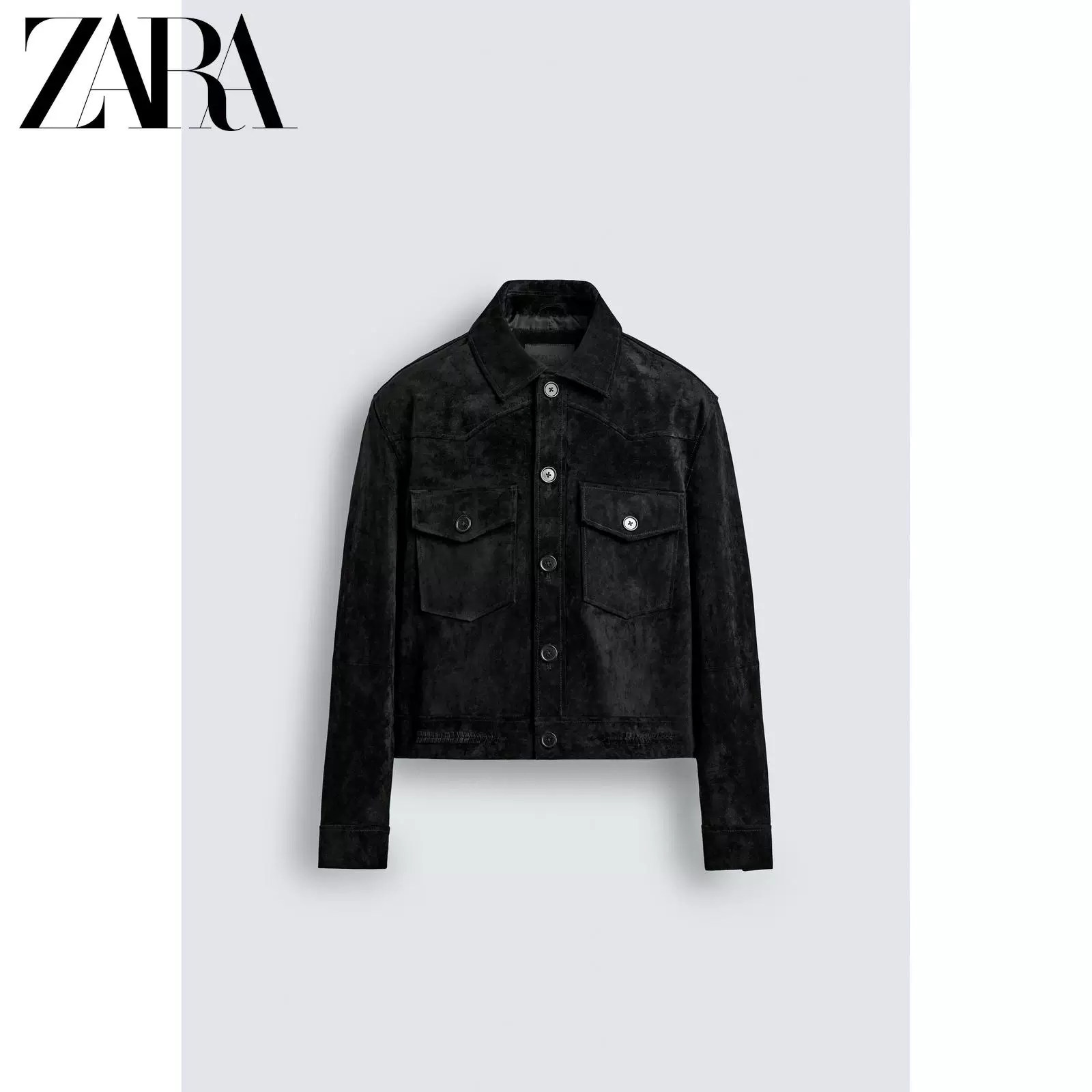 Кожаная куртка из замши мужская текстурная короткая весна-лето 2026 ZARA 3833400 800