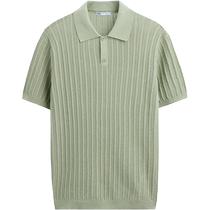 ZARA24 new summer product mens green business lapel casual short-sleeved POLO shirt 2893303 982