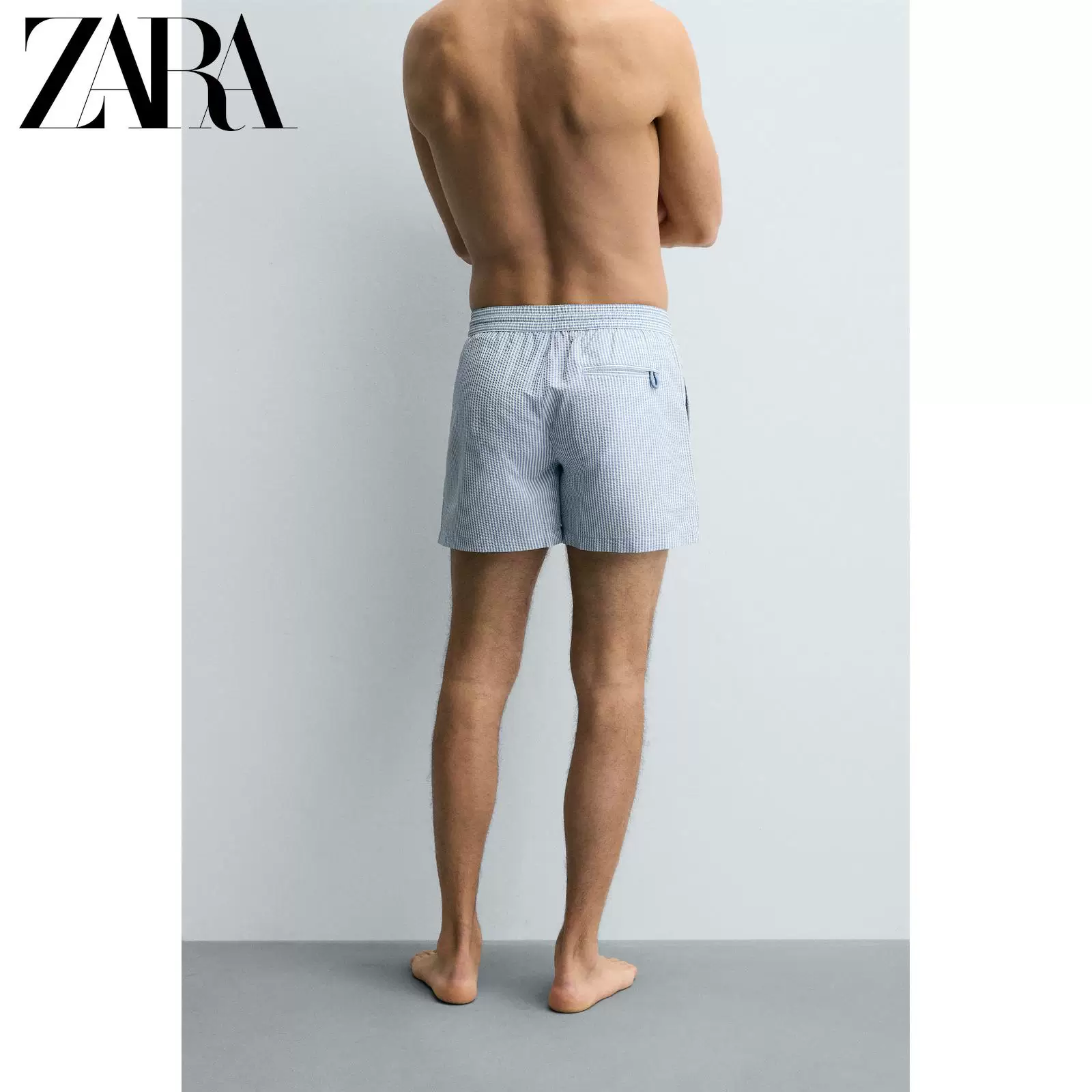 ZARA 2026 весна-лето новые товары мужские плавки-шорт пенье сеерсукер средней длины 8574407 403