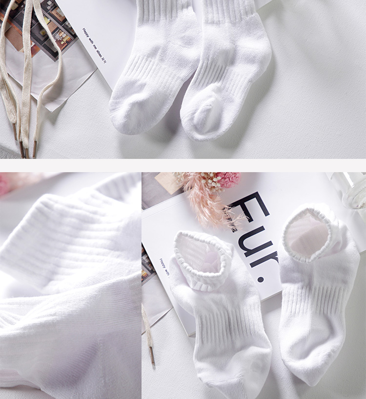 Vớ trẻ em cotton dày mùa đông trong tất lớn trẻ em vớ terry vớ thể thao màu trắng nam và nữ sinh viên vớ vớ ấm - Vớ vớ chống trơn trượt cho bé