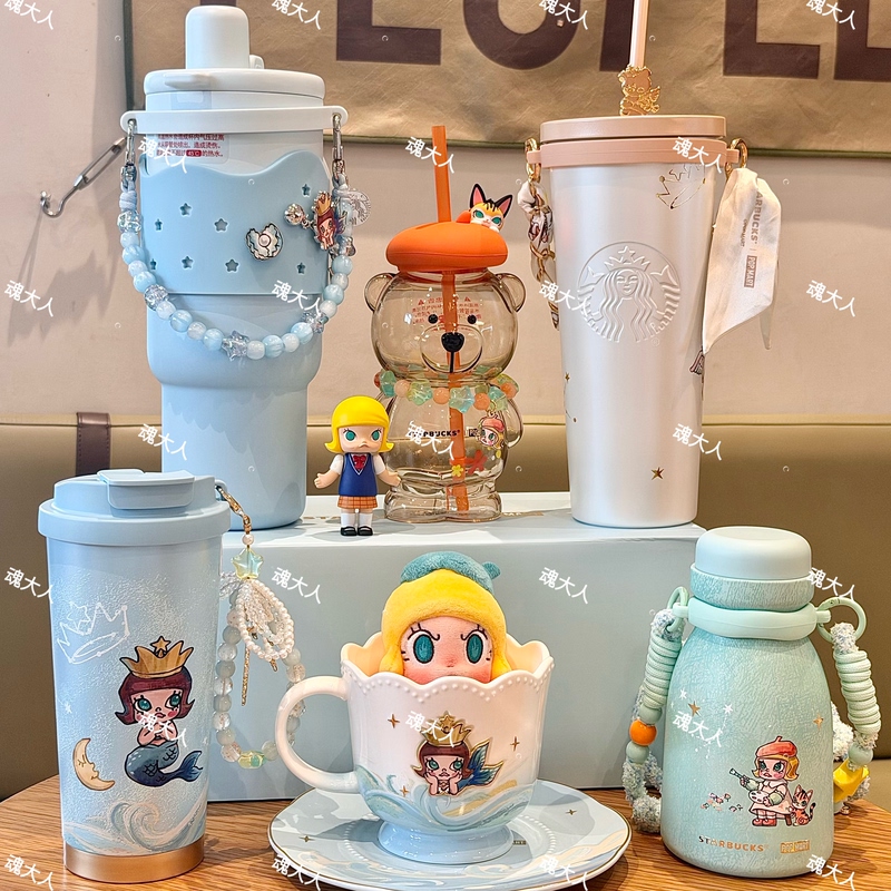 Starbucks 26 Bubble Mart Molly Collaboration Ocean Goddess Series Mug Glass Stainless Steel Cute Water Cup