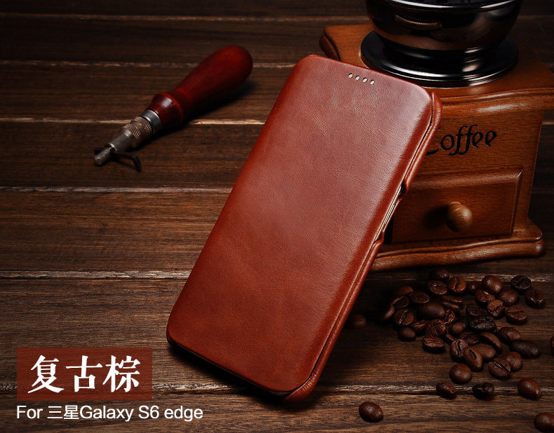 iCarer Vintage Series Side Open Handmade Genuine Cowhide Leather Case Cover for Samsung Galaxy S6 edge Plus & S6 edge & S6