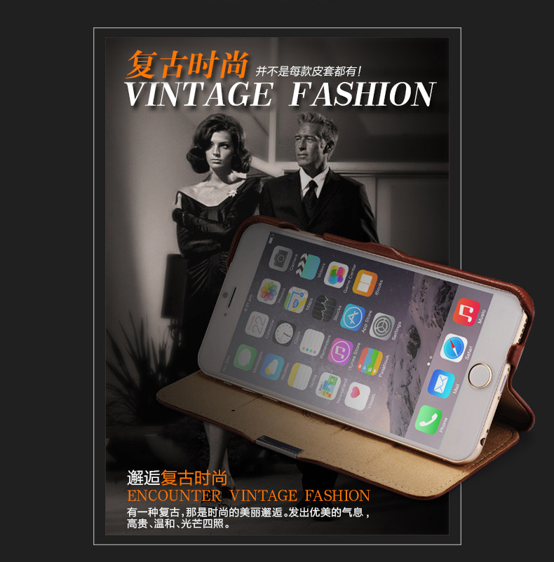 iCarer Vintage Series Side Open Handmade Genuine Cowhide Leather Case Cover for Apple iPhone 6S Plus/6 Plus & iPhone 6S/6
