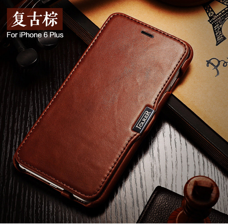 iCarer Vintage Series Side Open Handmade Genuine Cowhide Leather Case Cover for Apple iPhone 6S Plus/6 Plus & iPhone 6S/6