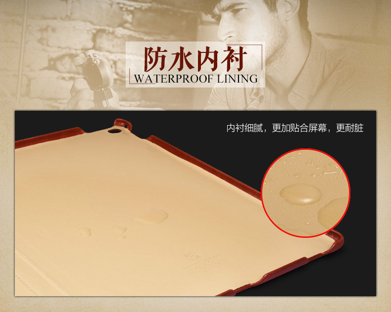 iCarer Vintage Series Smart Awakening Handmade Genuine Cowhide Leather Case Cover for Apple iPad mini 4