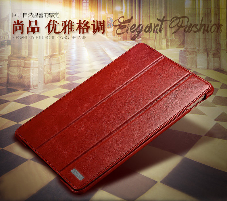 iCarer Vintage Series Smart Awakening Handmade Genuine Cowhide Leather Case Cover for Apple iPad mini 4