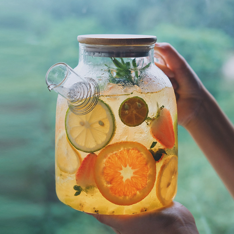 Japan-style Cold Kettle Cold Kettle Glass High Temperature Resistant Home Bubble Teapot Water Fruit Tea Cooking tea Boiling Kettle Large adjective D