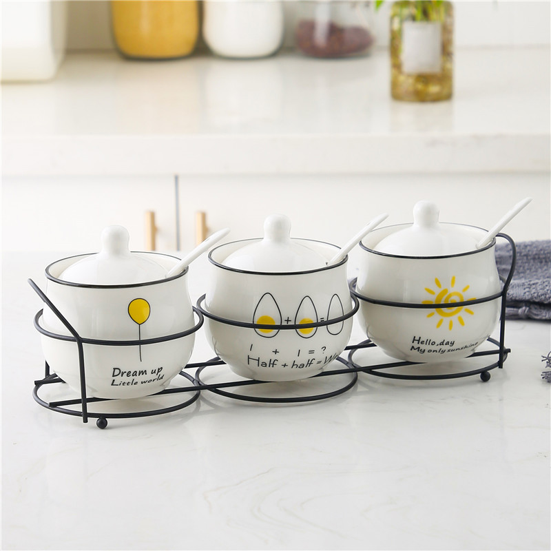 Kitchen Ceramic Seasoned Jar Light Lavish Spiced Bottle Jars Nordic Day Style Cuddly Spiced Box Personality Creative Combo L