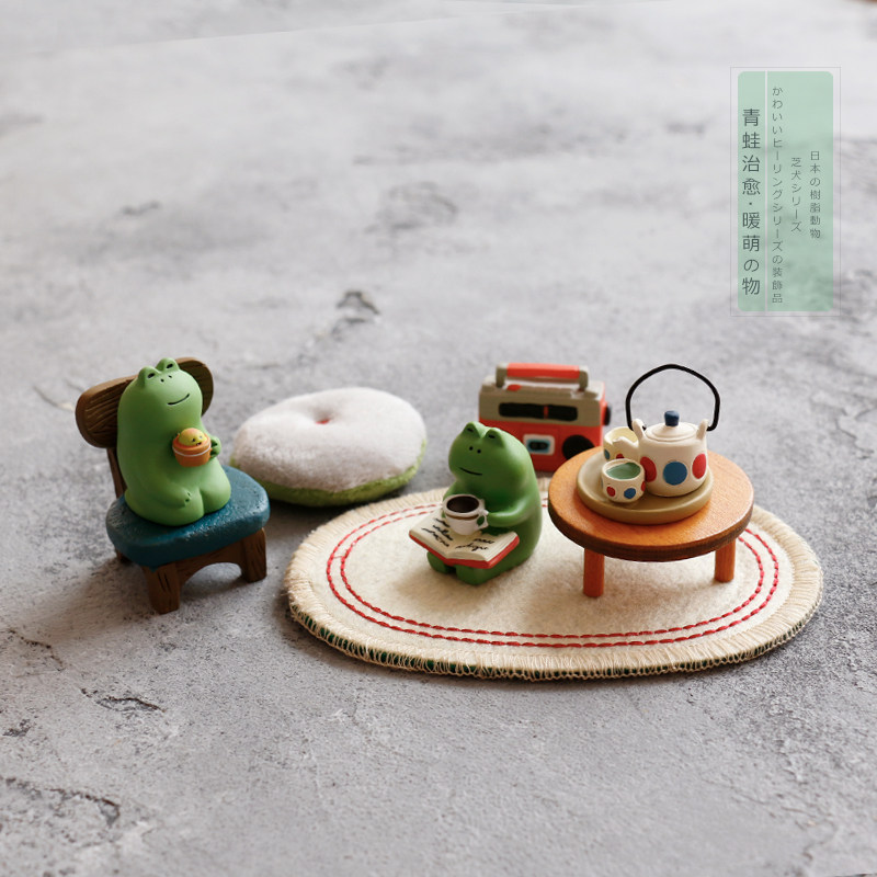 Frog Collection]Decole fine Japanese cute animal desktop resin ornaments to send gifts micro-view craft gift ornaments