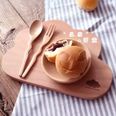 The small clouds of cute beech wood tray whole wood sushi mini chopping board one person brunch wooden plate