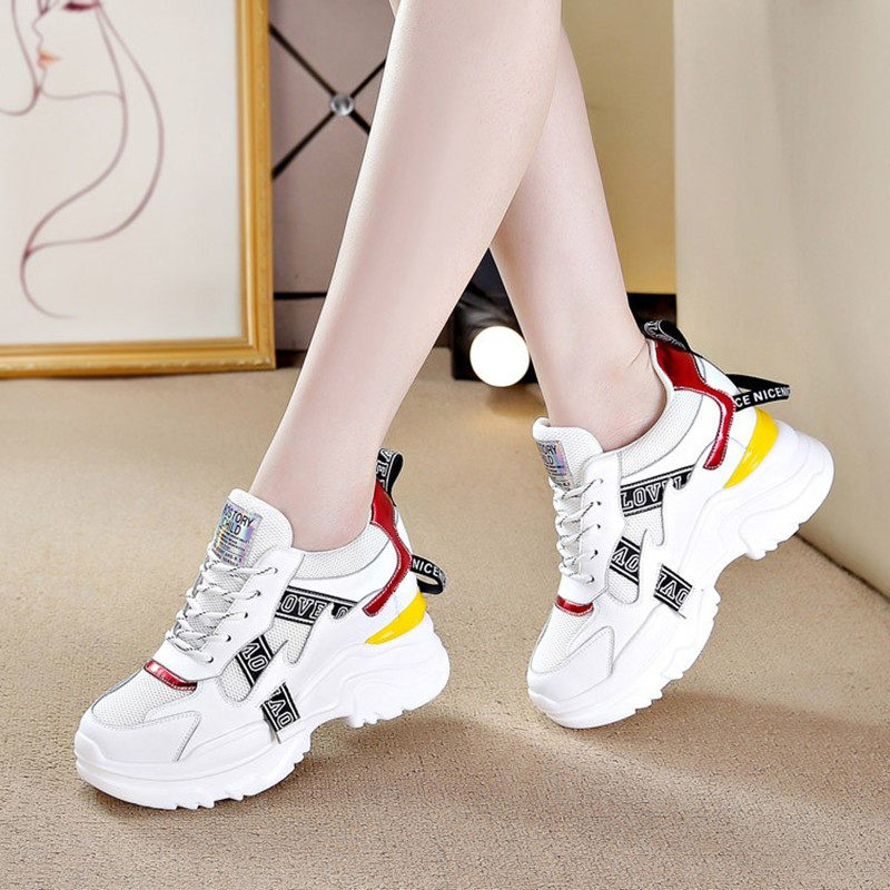 Tide Cards Super Fire Old Daddy Shoes Women 2022 Spring New Genuine Leather 100 Hitch Sports Casual Shoes Thick Bottom Inner Heightening Small White Shoes