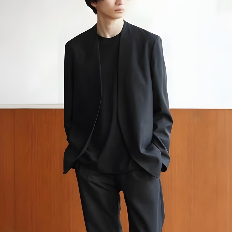 Vibe Acw Pan Shuai Style Collarless Loose Spring and Summer Casual Men's Blazer High-End Suit Jacket Vibe Acw Pan Shuai Style Collarless Loose Spring and Summer Casual Men's Blazer High-End Suit Jacket