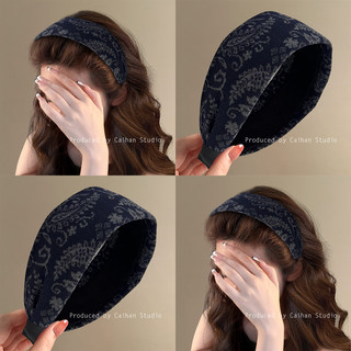 Sangyu muying~retro dark blue cashew flower headband