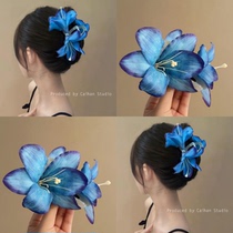 Oriental Misty Rain ~Super fairy atmosphere lily flower gripper female high-end summer antique style shark clip on the back of the head
