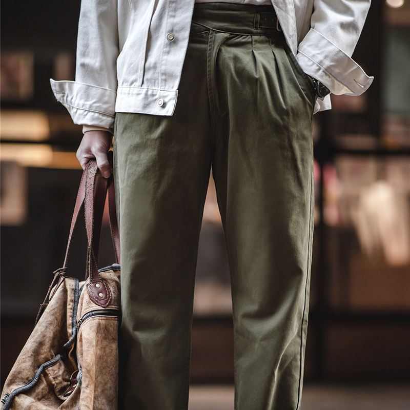 32Days Workwear American Retro Culottes, Kukha Straight-Leg High-Waisted Naples Casual Trousers for Men