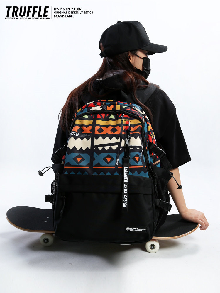 Truffle Ethnic Style Casual Backpack Men's Junior High School Bag Female College Student Large Capacity Computer Travel Backpack
