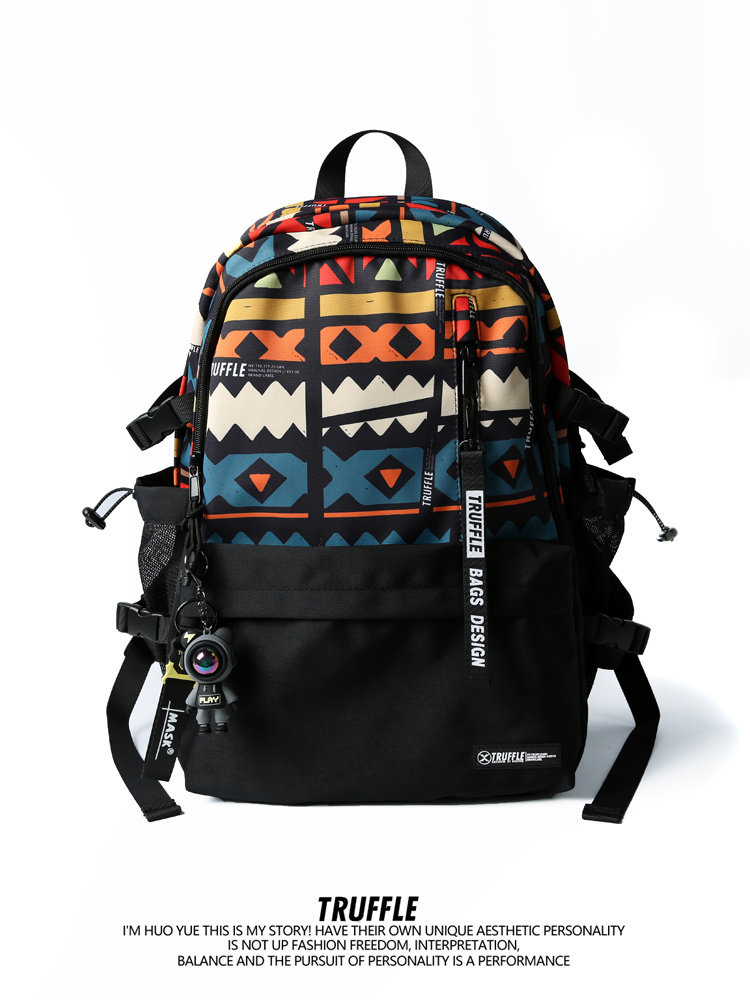 Truffle Ethnic Style Casual Backpack Men's Junior High School Bag Female College Student Large Capacity Computer Travel Backpack