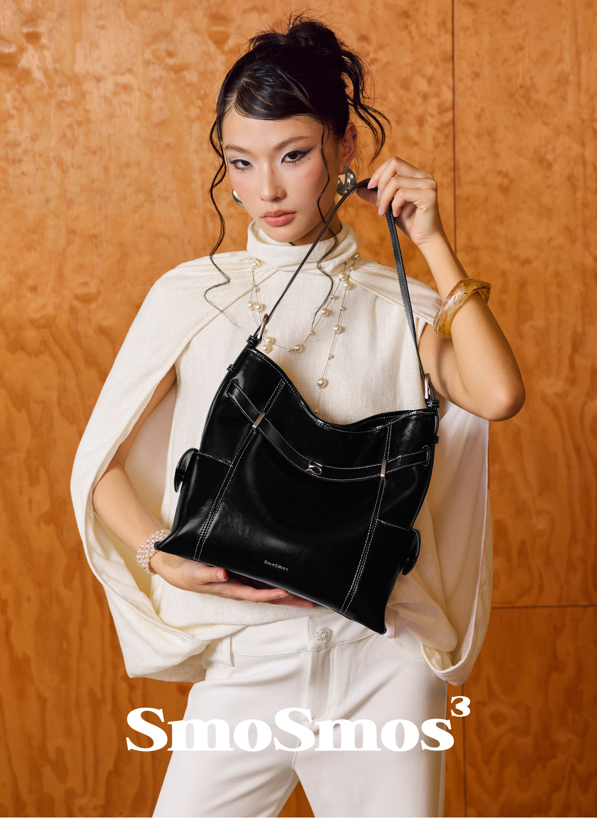 SmoSmos Black Cowhide Bucket Shoulder Bag