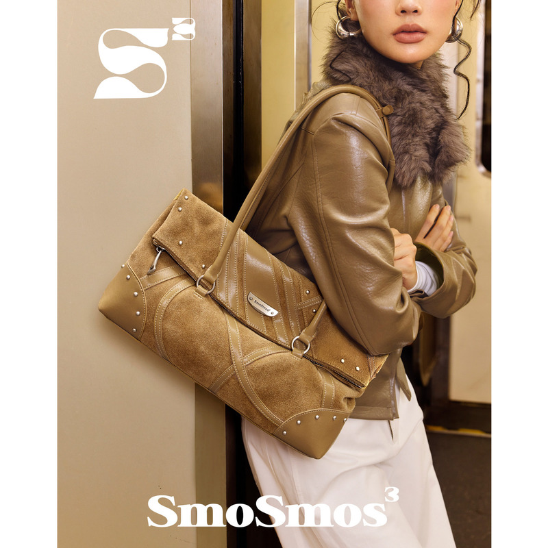 Smosmos【Cancer】Original Retro Suede Stylish Long-Handle Baguette Bag Underarm Bag Shoulder Bag Autumn