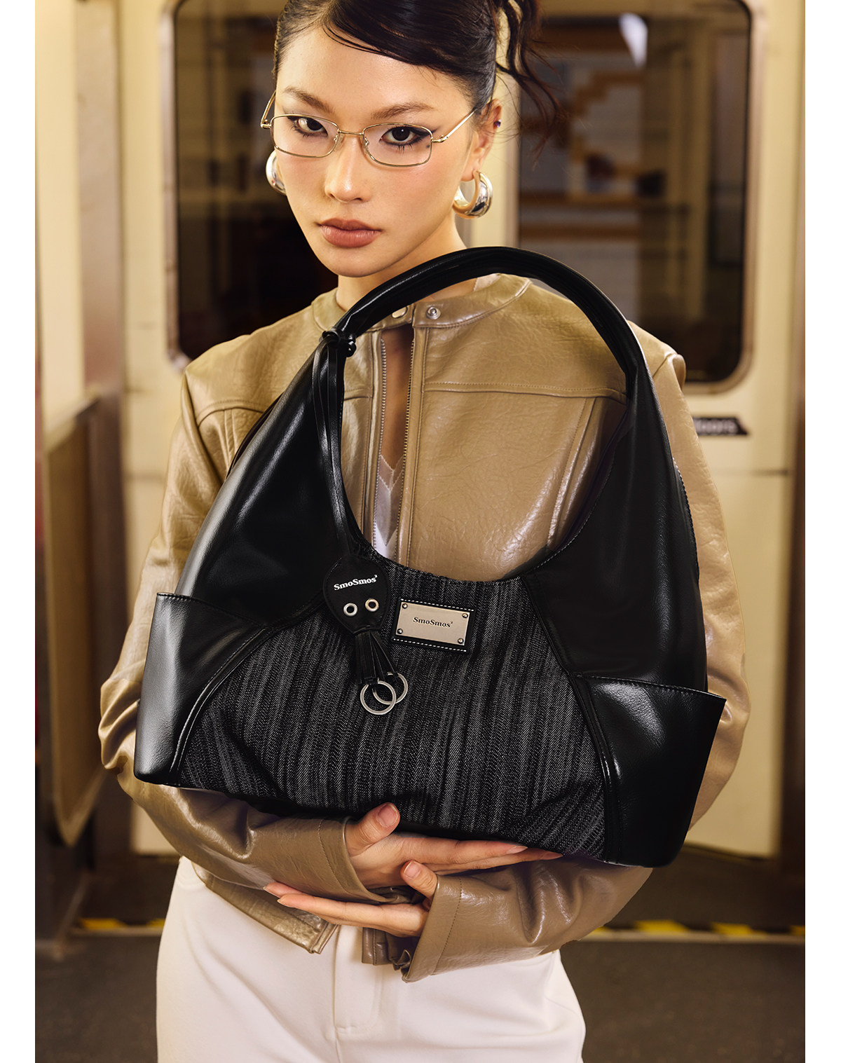 SmoSmos Denim Hobo Shoulder Bag