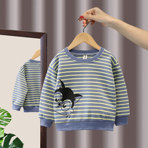 Boy striped sweatshirt foreign air baby spring autumn money children round bottom jersey kid pure cotton long sleeve T-shirt 3 year tide