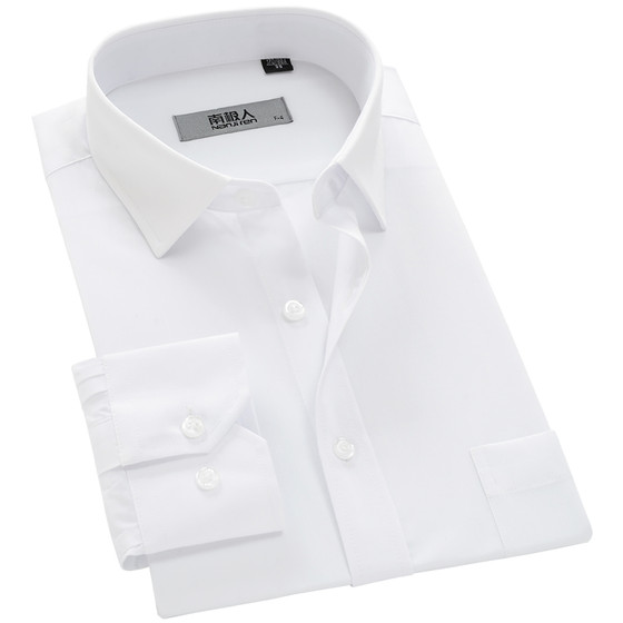 Men's shirt long-sleeved cotton middle-aged short-sleeved business half-sleeved formal loose white professional attire for work, no ironing, anti-wrinkle