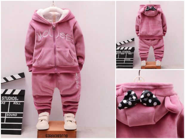 Quần áo trẻ em cho bé gái mùa thu và quần áo mùa đông 1-3 tuổi Bộ đồ nhung 5 vàng cho bé cộng với áo nhung dày cho bé quần áo trẻ con