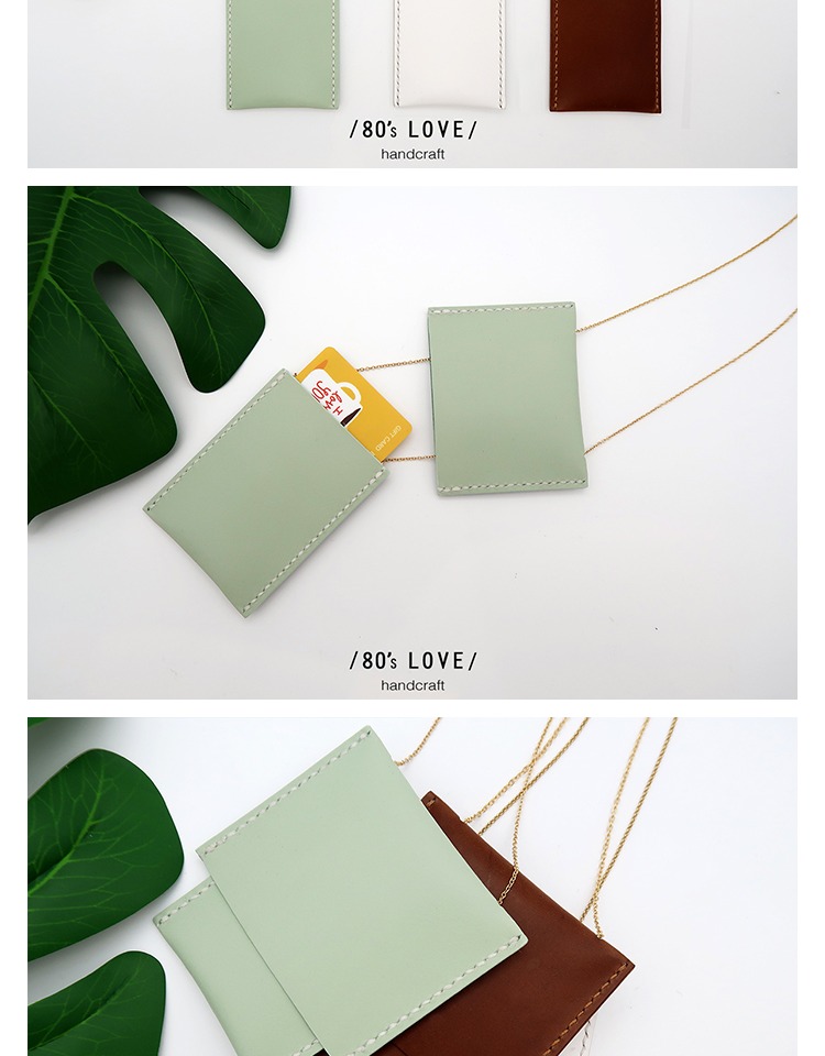 Handmade đầu tiên lớp da bò mạ vàng chuỗi chủ thẻ ví đựng thẻ atm nam hà nội
