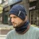 Japanese hat men's winter all-match plus plush woolen hat autumn and winter cycling windproof warm knitted hat scarf cotton hat