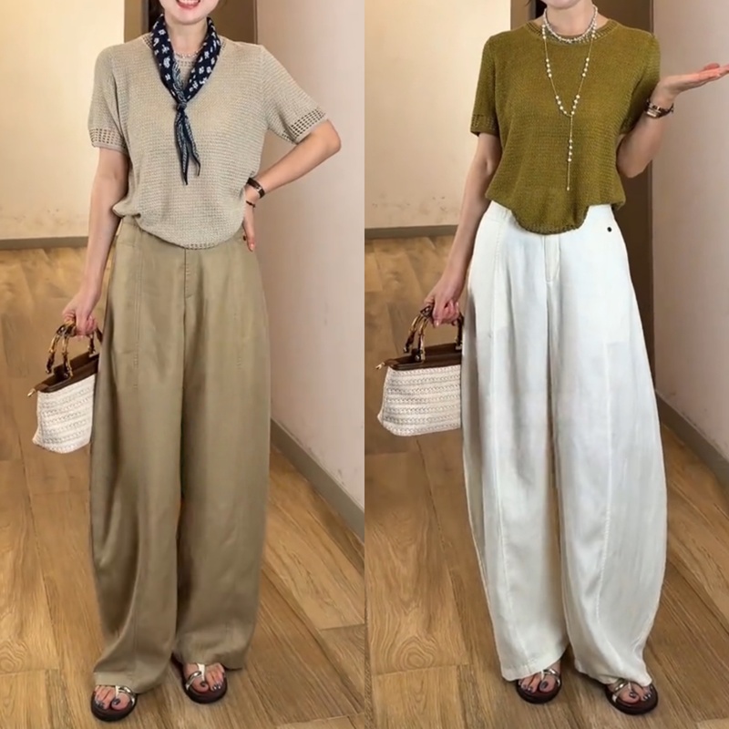 Tencel Linen Scimitar Pants for Women 2026 New Summer Style, Very Beautiful Thin Linen Pants, Drapey Loose Wide-Leg Pants Tencel Linen Scimitar Pants for Women 2026 New Summer Style, Very Beautiful Thin Linen Pants, Drapey Loose Wide-Leg Pants