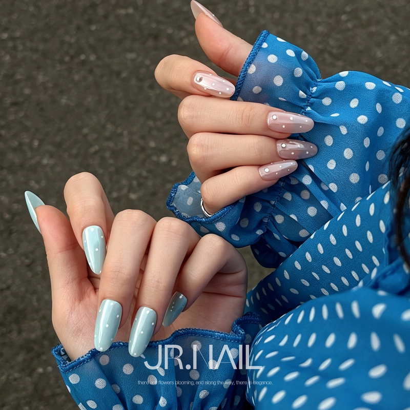 【Masterpiece】Purely Handmade Wearable Nails, Short Style, Green Nude Color, Hailey Polka Dots, Gentle and Complexion-Enhancing, High-End 2026 New Model 【Masterpiece】Purely Handmade Wearable Nails, Short Style, Green Nude Color, Hailey Polka Dots, Gentle and Complexion-Enhancing, High-End 2026 New Model